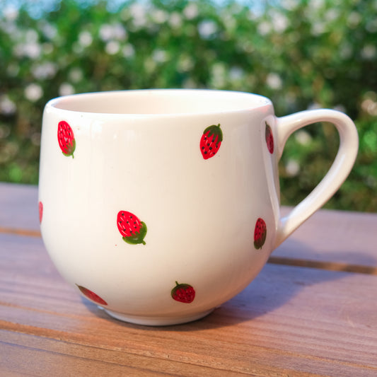 Hand-painted Round Mug | Small Strawberry