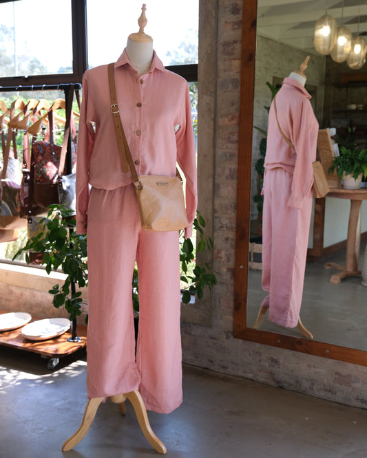 Long Sleeve Shirt | Peach Linen