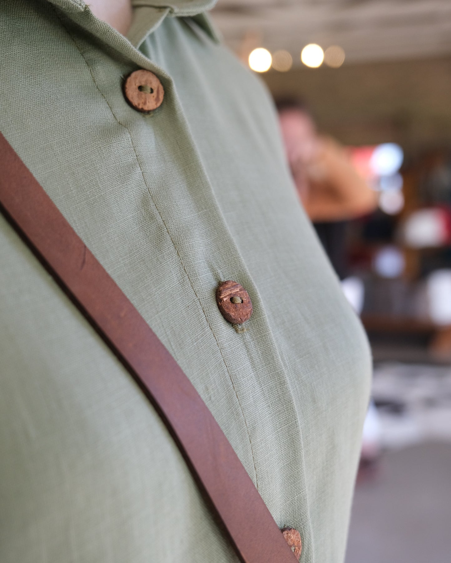 Long Sleeve Shirt | Green Linen