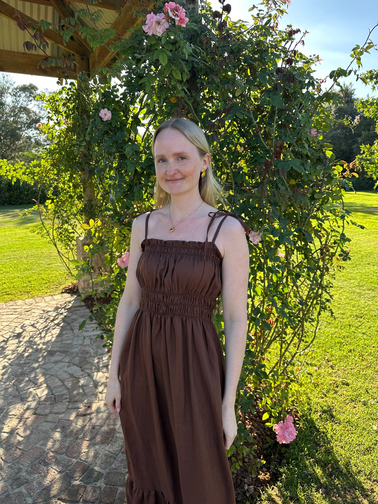 Amelia Dress | Chocolate Brown Linen