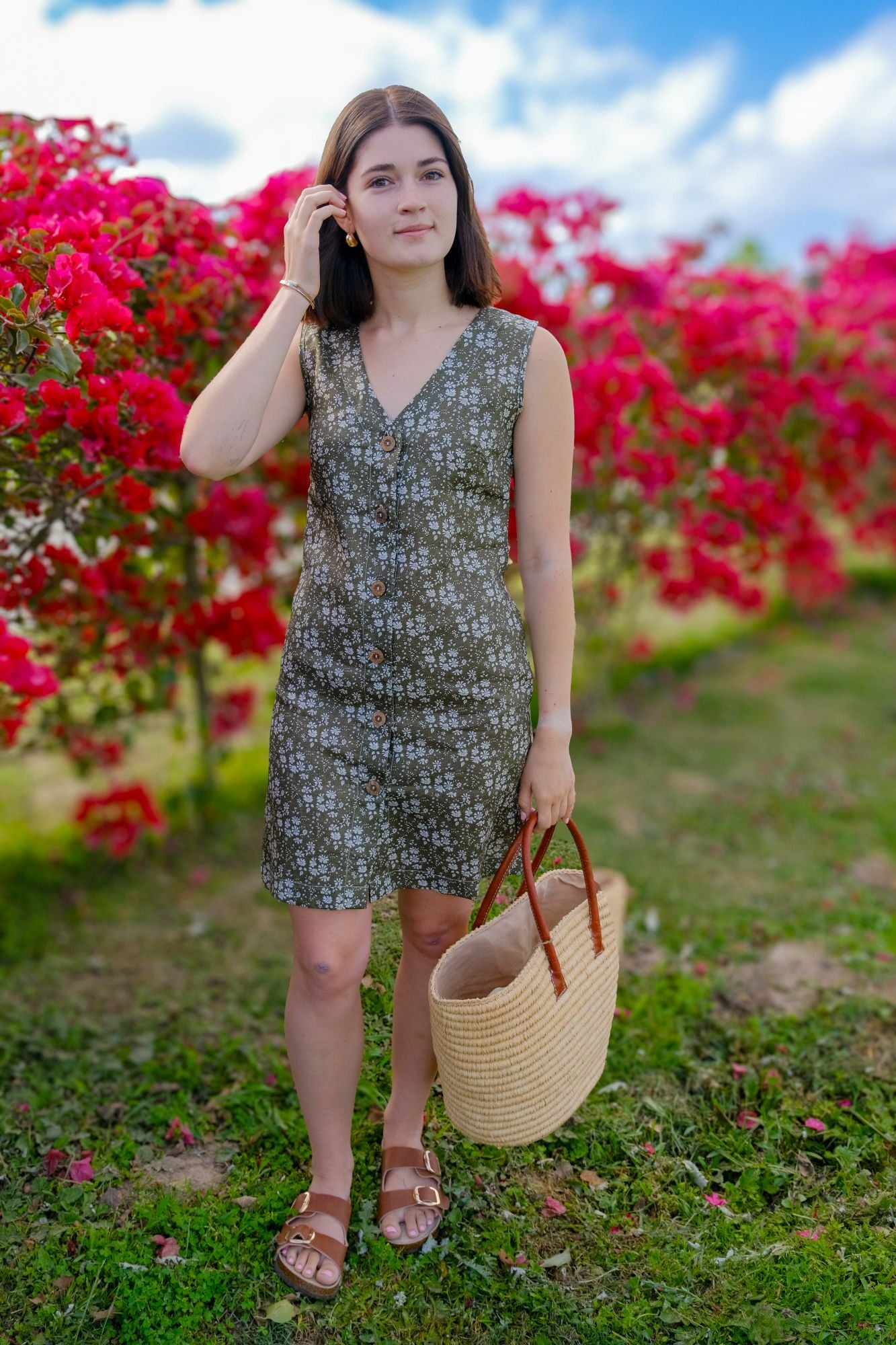 Claire Dress Mini / Green Botanical