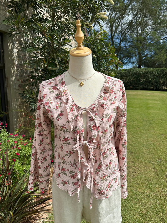 Juni The Label Freya Top | Red Pink Floral