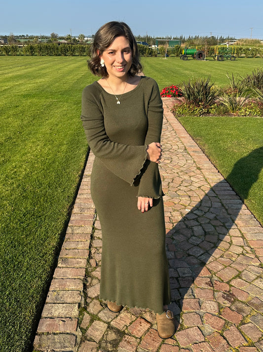 Tulip Dress | Green Knit