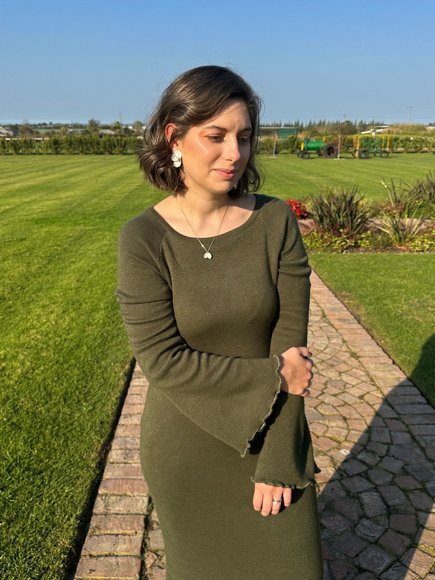 Tulip Dress | Green Knit