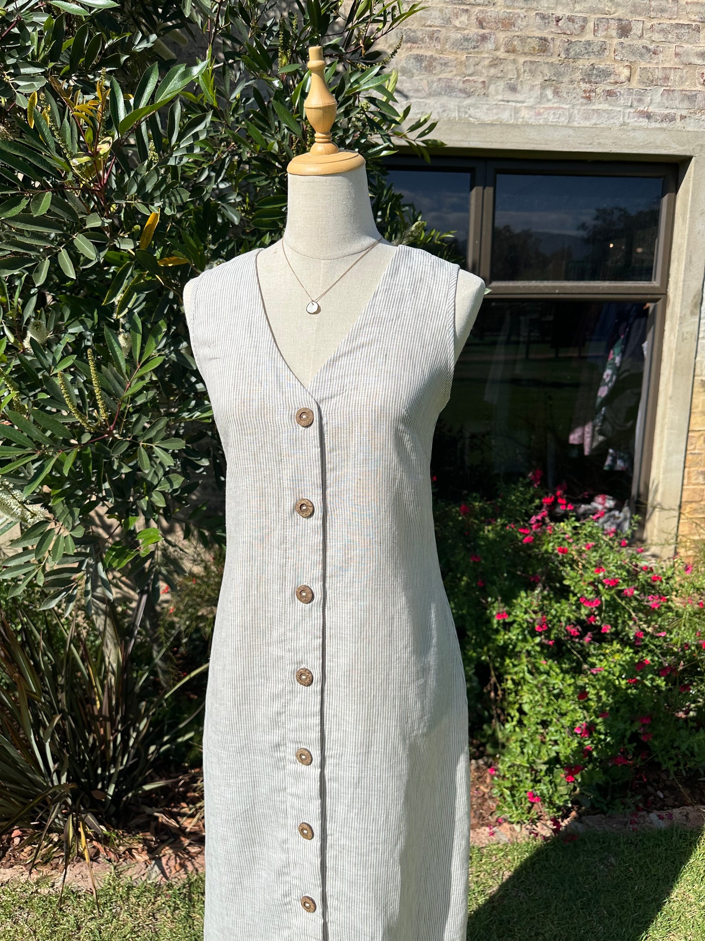 Claire Dress / Oatmeal and Milk Striped Linen