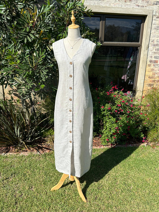 Claire Dress / Oatmeal and Milk Striped Linen
