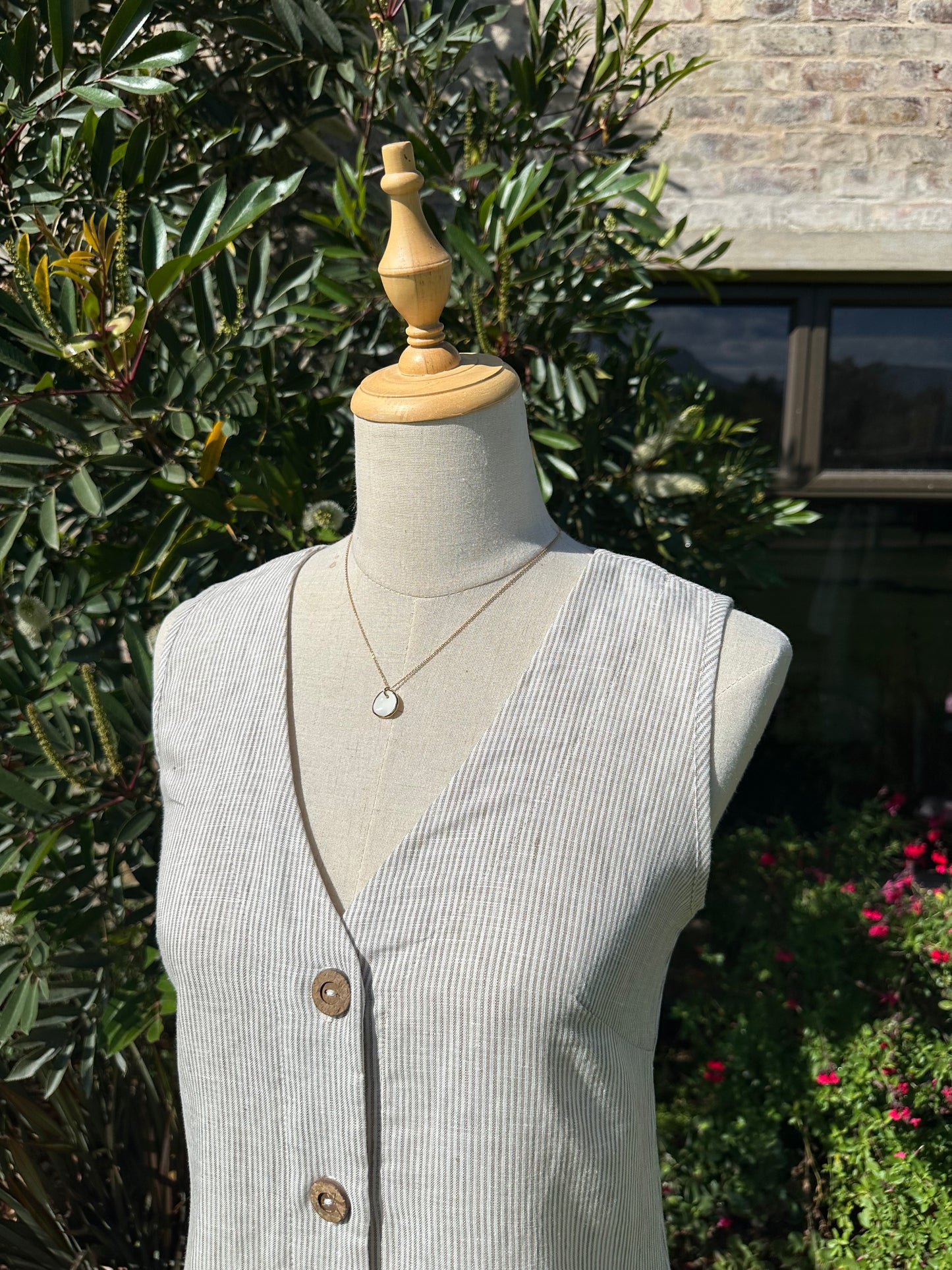 Claire Dress / Oatmeal and Milk Striped Linen